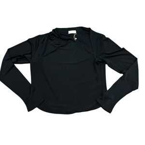 New Women’s Meshki XXXL Black Longsleeve Crop Top